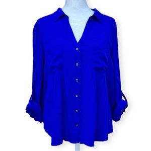 2 For 25 Maeve by Anthropologie Cobalt Blue Button Down Top